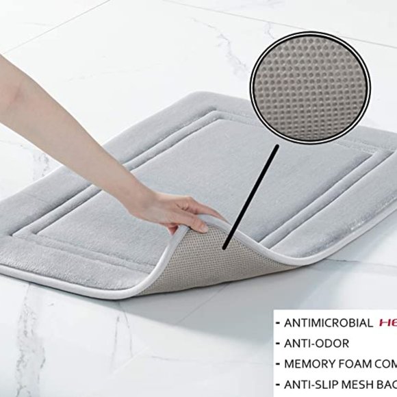 *CLEARANCE*  TRULY CALM White Memory Foam Bath Rugs Set of 2 - Picture 3 of 4